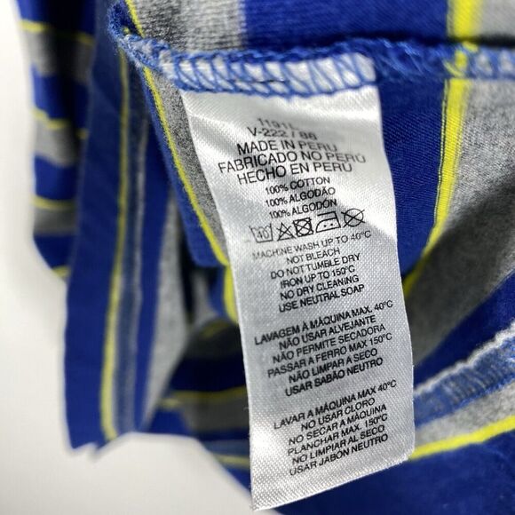 VINTAGE Lacoste Sport Polo Men Size 4 Medium Shirt Grey Blue Striped Classic Fit - Picture 5 of 7